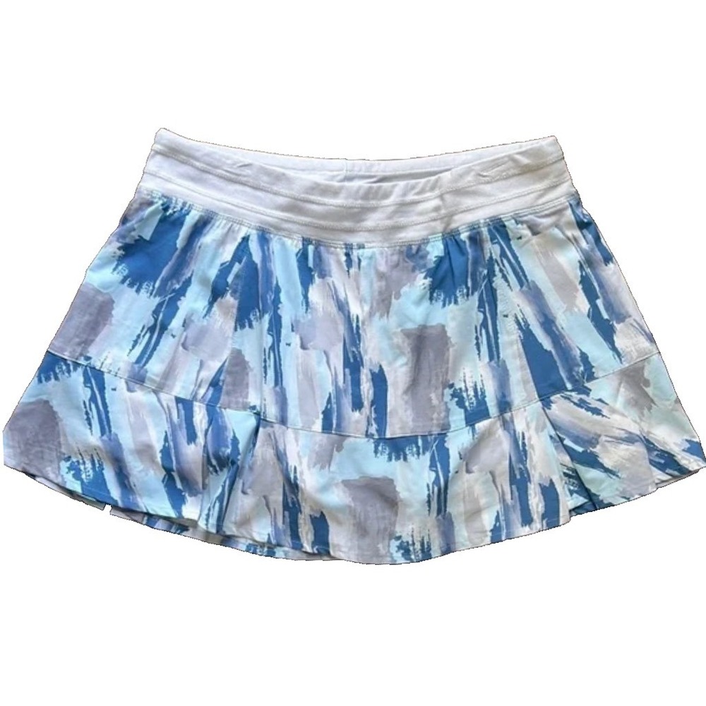 TASC PERFORMANCE Blue Paint Stroke Print ATHLETIC SKORT SKIRT Biker Lined SZ S
